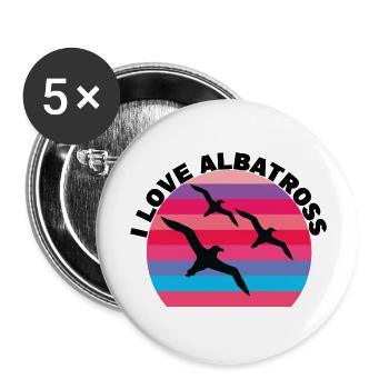 I love Albatross - Buttons large 2.2''/56 mm (5-pack) - white - Front