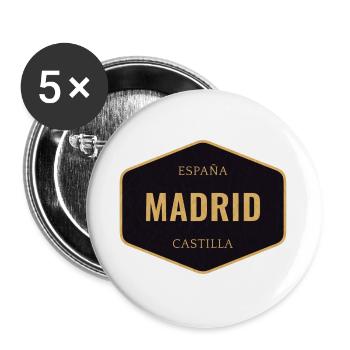 Badge Vintage Madrid Espagne - Lot de 5 grands badges (56 mm) - blanc - Devant
