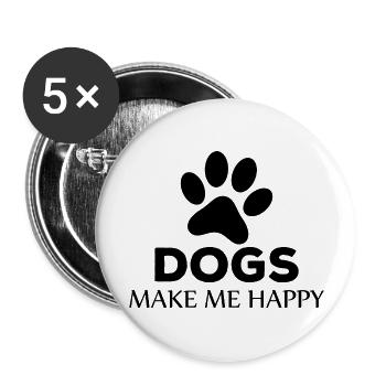 Dog Hund - Buttons groß 56 mm (5er Pack) - Weiß - Vorne