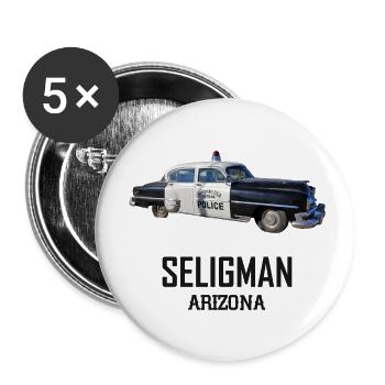 Old car in Seligman in Arizona, US Road 66 - Buttons large 2.2''/56 mm (5-pack) - white - Front