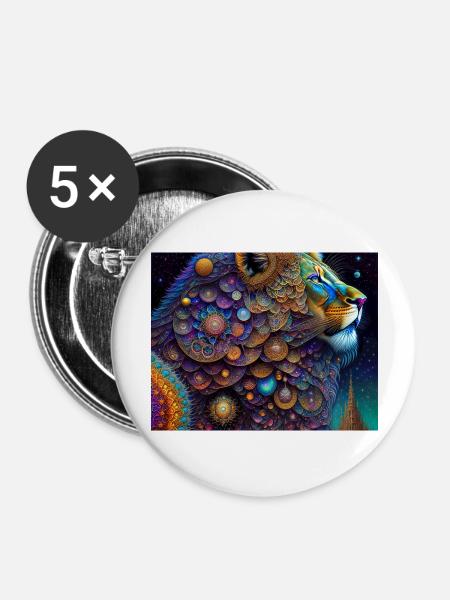 Löwe - Buttons groß 56 mm (5er Pack) - Weiß