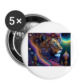 Lion - Lot de 5 grands badges (56 mm) - blanc - Devant
