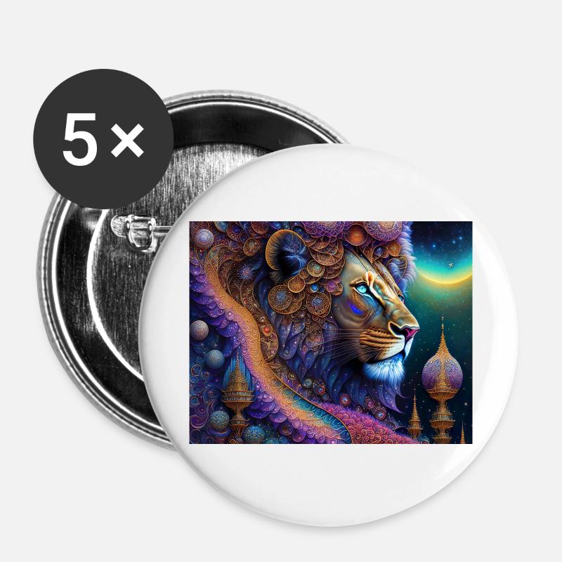 Lion - Buttons large 2.2''/56 mm (5-pack) - white