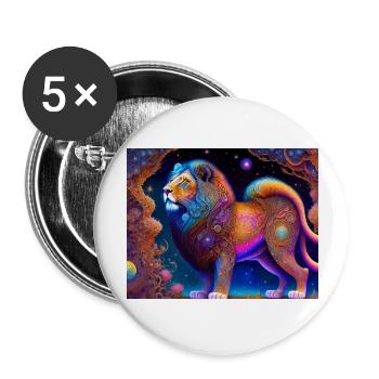 Lion - Buttons large 2.2''/56 mm (5-pack) - white - Front