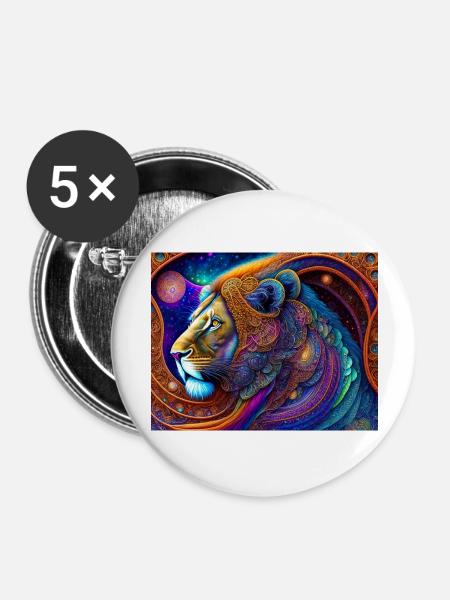Löwe - Buttons groß 56 mm (5er Pack) - Weiß