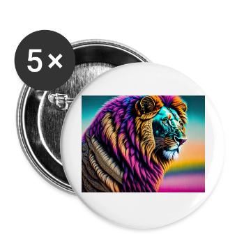 Lion - Lot de 5 grands badges (56 mm) - blanc - Devant