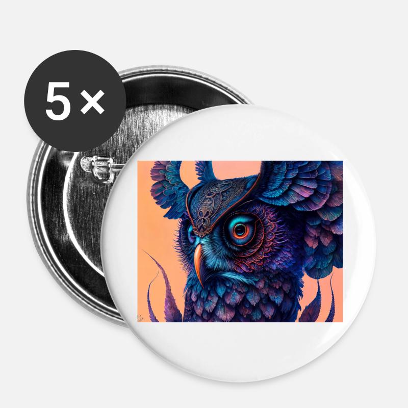 Owl - Buttons large 2.2''/56 mm (5-pack) - white