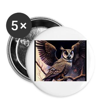 Eule - Buttons groß 56 mm (5er Pack) - Weiß - Vorne