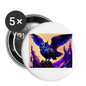 Eule - Buttons groß 56 mm (5er Pack) - Weiß - Vorne