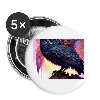 Eule - Buttons groß 56 mm (5er Pack) - Weiß - Vorne