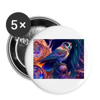 Eule - Buttons groß 56 mm (5er Pack) - Weiß - Vorne