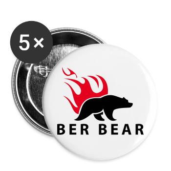 FlammenBär Schwarz-Rot - Buttons groß 56 mm (5er Pack) - Weiß - Vorne