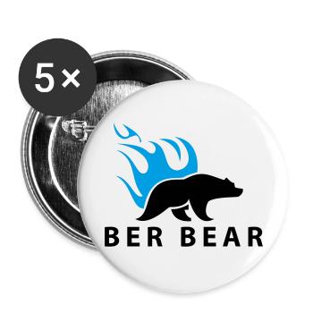 FlammenBär Schwarz-Blau - Buttons groß 56 mm (5er Pack) - Weiß - Vorne
