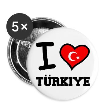 I love Türkiye - Buttons large 2.2''/56 mm (5-pack) - white - Front
