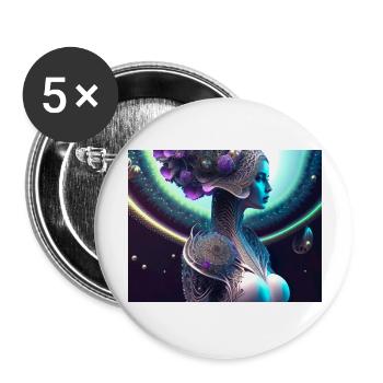 Flower Woman - Buttons large 2.2''/56 mm (5-pack) - white - Front