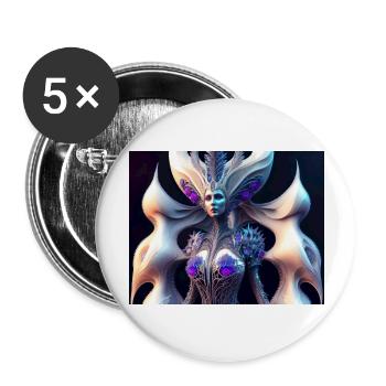 Sorcière métallique - Lot de 5 grands badges (56 mm) - blanc - Devant