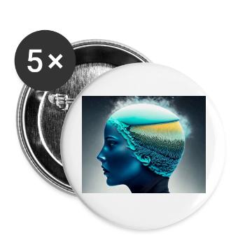 Tête de glace - Lot de 5 grands badges (56 mm) - blanc - Devant
