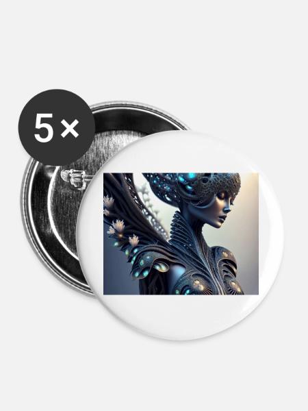 Blumen Frau - Buttons groß 56 mm (5er Pack) - Weiß