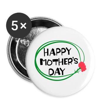 Lettrage joyeux de la fête des mères 3 - Lot de 5 grands badges (56 mm) - blanc - Devant
