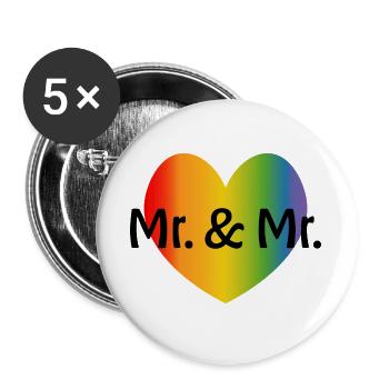 Rainbow Mr and Mr 2 rainbow heart - Buttons large 2.2''/56 mm (5-pack) - white - Front