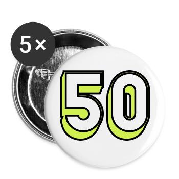 50 YEARS. 50th ANNIVERSARY. BIRTHDAY 50 YEARS. 50 - Buttons large 2.2''/56 mm (5-pack) - white - Front