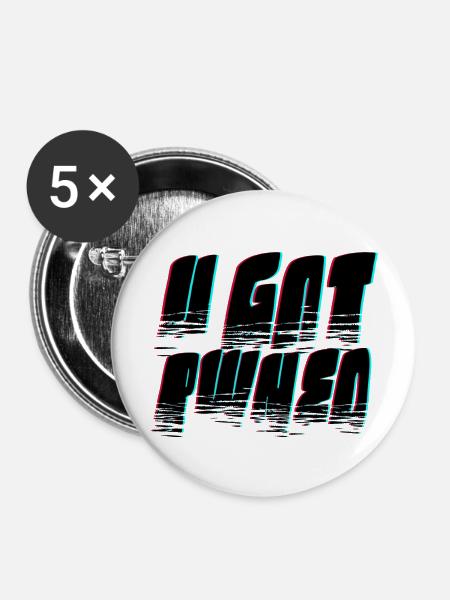 Pwned glitch - Buttons groß 56 mm (5er Pack) - Weiß