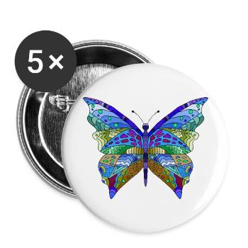 Schmetterling - Buttons groß 56 mm (5er Pack) - Weiß - Vorne