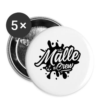 Malle Crew - Buttons groß 56 mm (5er Pack) - Weiß - Vorne
