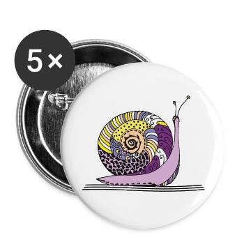 Schnecke - Buttons groß 56 mm (5er Pack) - Weiß - Vorne