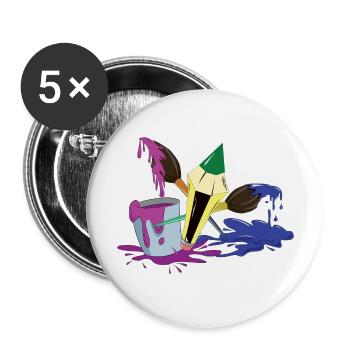 Pinsel Farbe Stift Maler Künstler Geschenk - Buttons groß 56 mm (5er Pack) - Weiß - Vorne