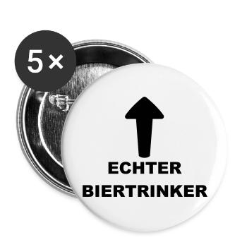 Lustiges "Echter Biertrinker" Design - Buttons groß 56 mm (5er Pack) - Weiß - Vorne