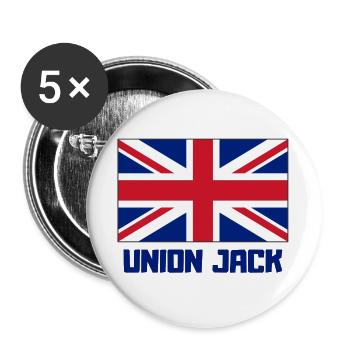 Union Jack, England, London - Buttons groß 56 mm (5er Pack) - Weiß - Vorne