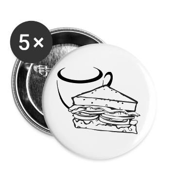 Frühstück Sandwich - Buttons groß 56 mm (5er Pack) - Weiß - Vorne
