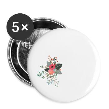 Lettre t fleuris - Lot de 5 grands badges (56 mm) - blanc - Devant