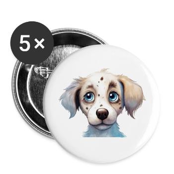 Dog Watercolor Drawing - Buttons large 2.2''/56 mm (5-pack) - white - Front