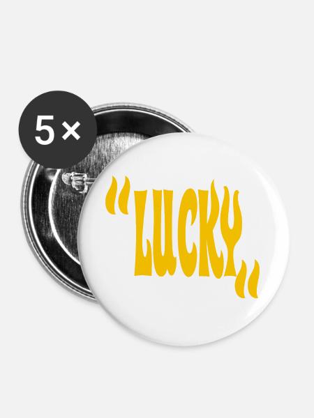 Glücklich - Buttons groß 56 mm (5er Pack) - Weiß