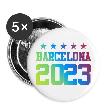 Barcelona 2023 - Buttons groß 56 mm (5er Pack) - Weiß - Vorne