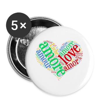 t-shirt love love love Liebe amor word cloud - Buttons large 2.2''/56 mm (5-pack) - white - Front