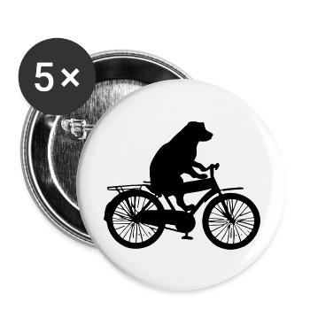 Balades en chien à vélo - idée cadeau - Lot de 5 grands badges (56 mm) - blanc - Devant