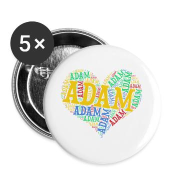 Adam coeur coeur nuage t-shirt cadeau t-shirt - Lot de 5 grands badges (56 mm) - blanc - Devant