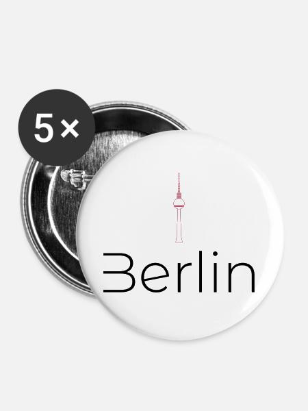 Berliner Fernsehturm Silhouette - Buttons groß 56 mm (5er Pack) - Weiß