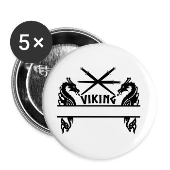 Viking Trois épées Deux dragons Viking - Lot de 5 grands badges (56 mm) - blanc - Devant