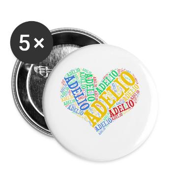 Adelio t-shirt t-shirt nuage de mots idée cadeau - Lot de 5 grands badges (56 mm) - blanc - Devant