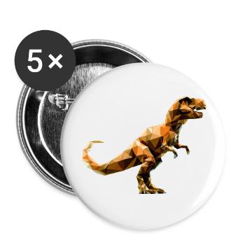 Dinosaure Tyrannosaurus Polygon T-Rex - Lot de 5 grands badges (56 mm) - blanc - Devant