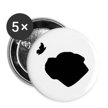 Bullmastiff mit Schmetterling - Buttons groß 56 mm (5er Pack) - Weiß - Vorne
