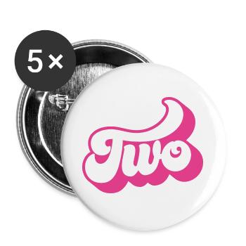 Two 2nd Birthday For Girls 2 Years Old - Buttons large 2.2''/56 mm (5-pack) - white - Front
