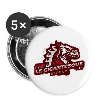High-Designs logo d'un gigantesque dragon - Lot de 5 grands badges (56 mm) - blanc - Devant