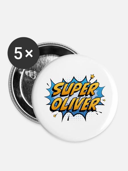 Super Oliver - Buttons groß 56 mm (5er Pack) - Weiß