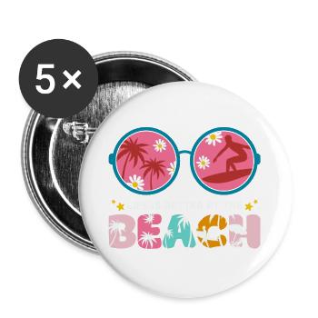 vacances d'été, summer, hello summer - Lot de 5 grands badges (56 mm) - blanc - Devant