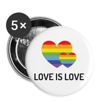 Mois de la fierté LGBT - Love is Love - Lot de 5 grands badges (56 mm) - blanc - Devant